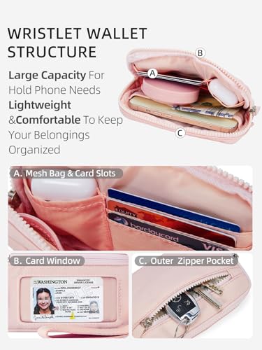 WESTBRONCO Quilted RFID Wristlet Wallet with 3 Zipper Purses for Women